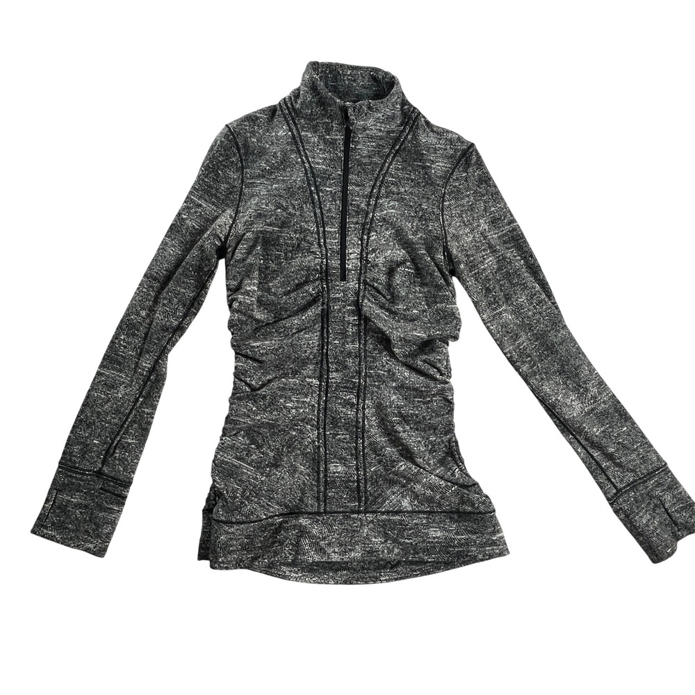 Lululemon Cypress Kiss 1/2 Zip Rulu Pullover Size 4 Black White